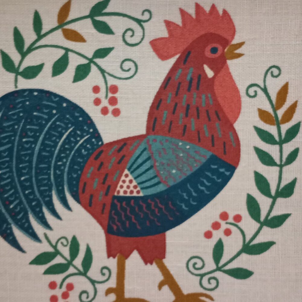 Vintage Printed Rooster Wooden frame Size 9.5" Squared EUC